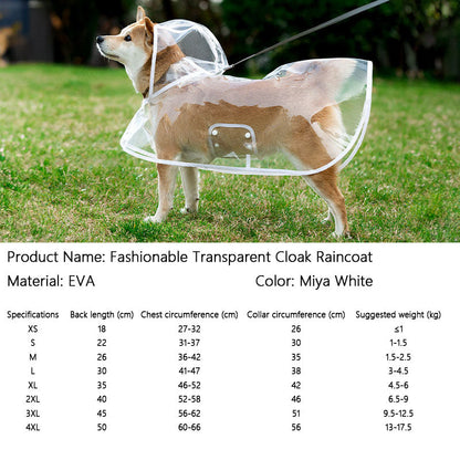 Dog Raincoat Waterproof Clear Cape - Small/Medium Dogs canrusupet