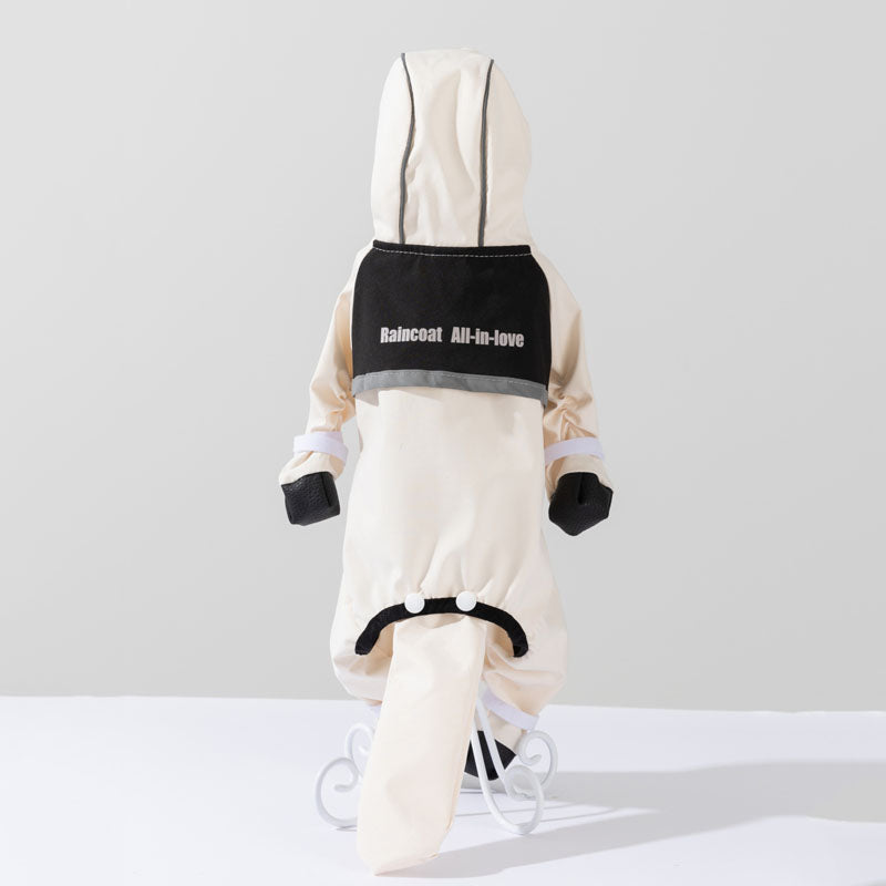 Dog Raincoat 4-Leg Waterproof Full-Cover W/Tail - Small Dogs canrusupet