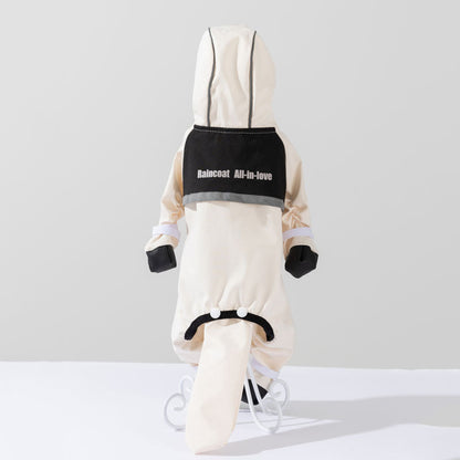 Dog Raincoat 4-Leg Waterproof Full-Cover W/Tail - Small Dogs canrusupet