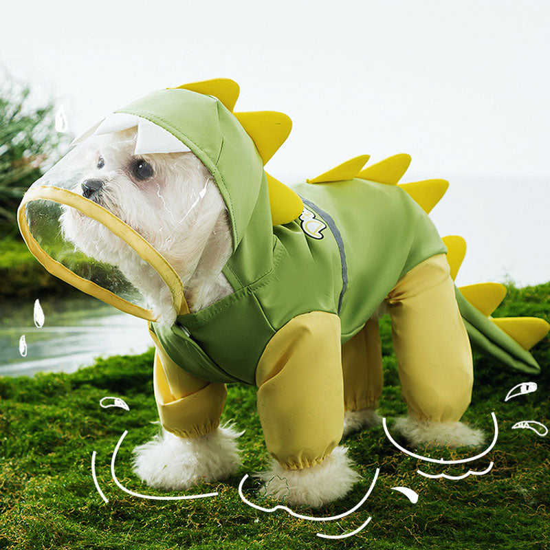 4-Leg Dog Raincoat Tail Protector - Dino Style Waterproof canrusupet