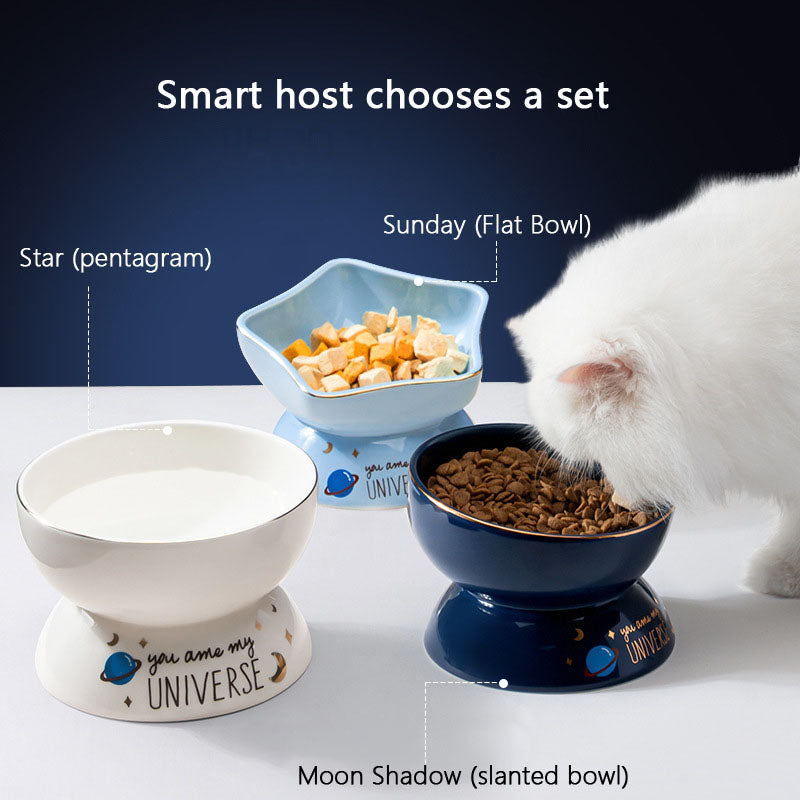 Starry Sky Ceramic Dog Bowl - Pet Feeding & Water Bowl canrusupet