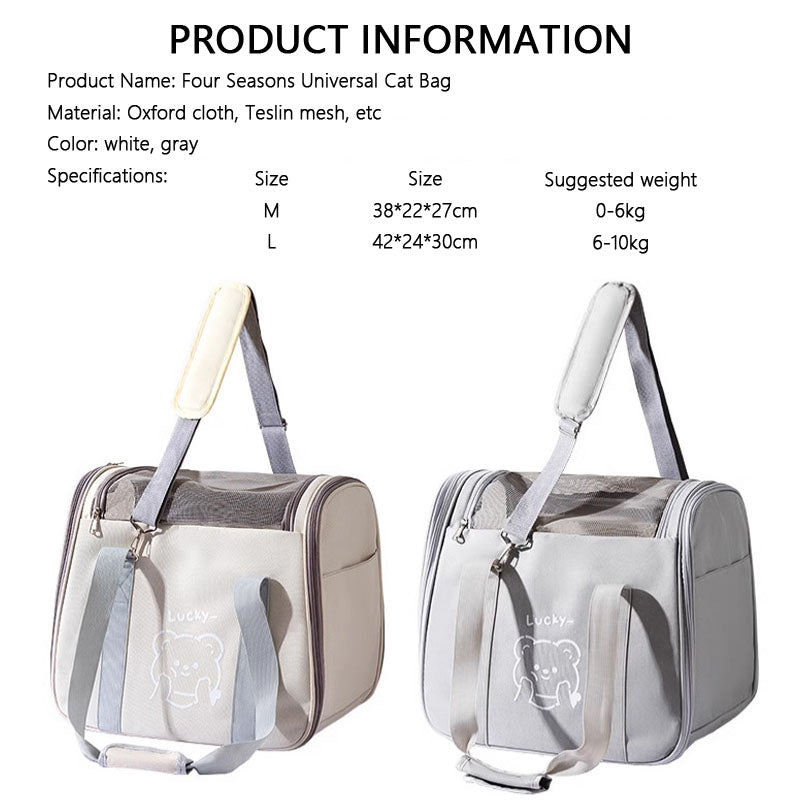 Large 4-Season Pet Carrier Bag For Dogs - Mesh Window Tote canrusupet