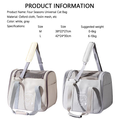 Large 4-Season Pet Carrier Bag For Dogs - Mesh Window Tote canrusupet