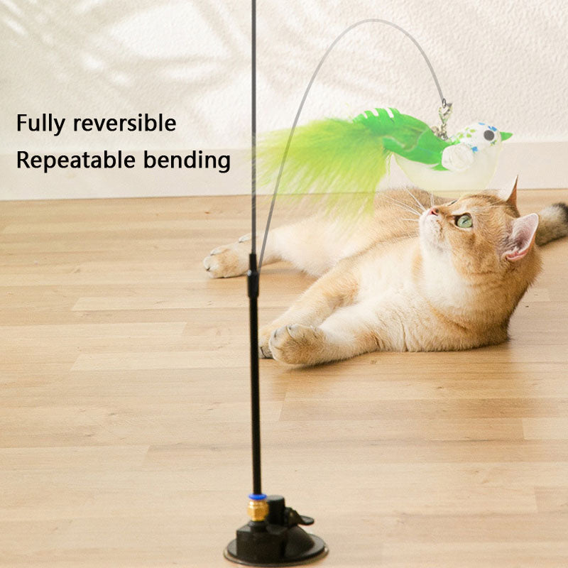 Cat Toys Teaser Wand - Chew-Proof Rod & Replaceable Head canrusupet
