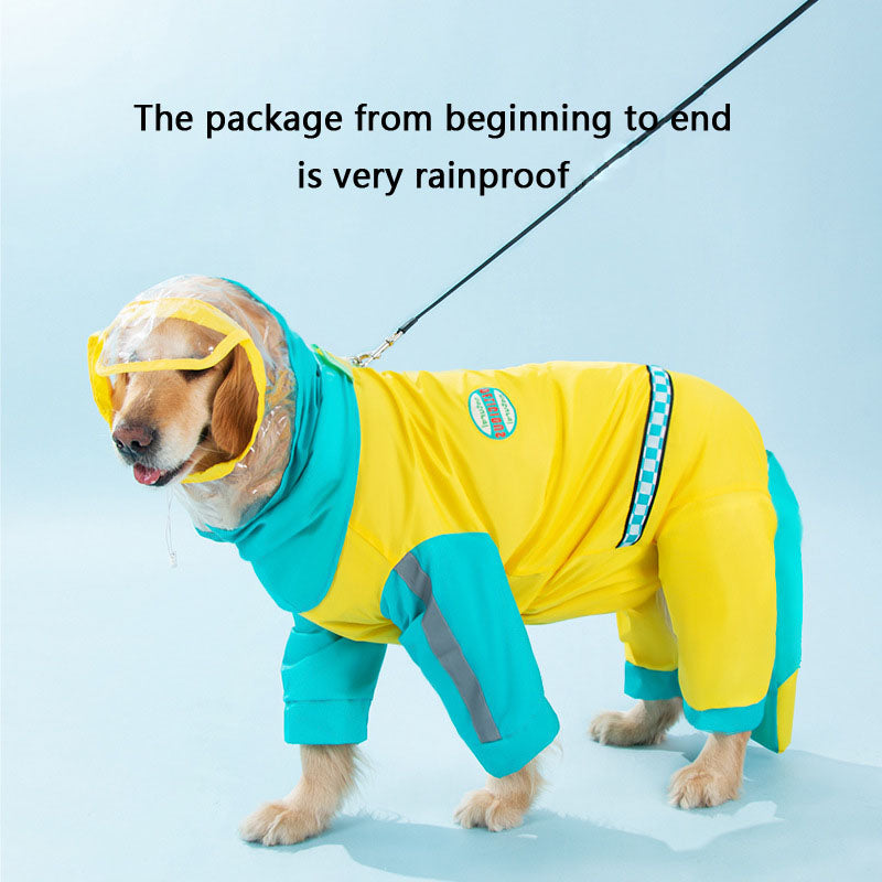 Waterproof Dog Raincoat For Large Dogs - Color-Block Design canrusupet