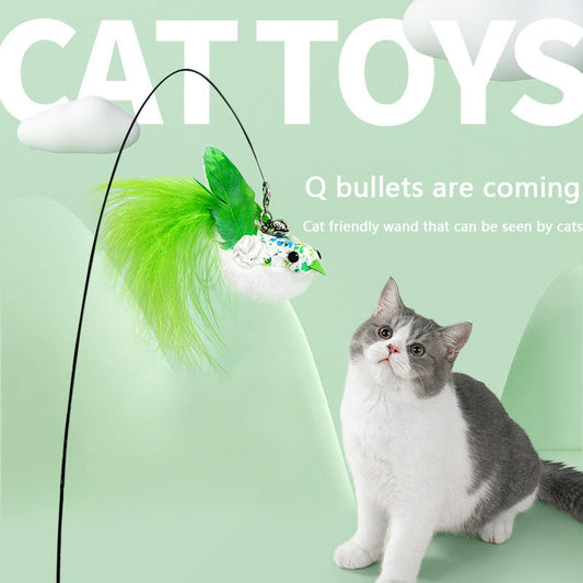 Chew-Proof Kitten Cat Toys - Replaceable Feather Teaser canrusupet