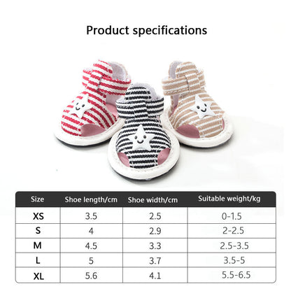 Breathable Dog Boots For Small Dog | Striped Canvas Soft-Sole canrusupet