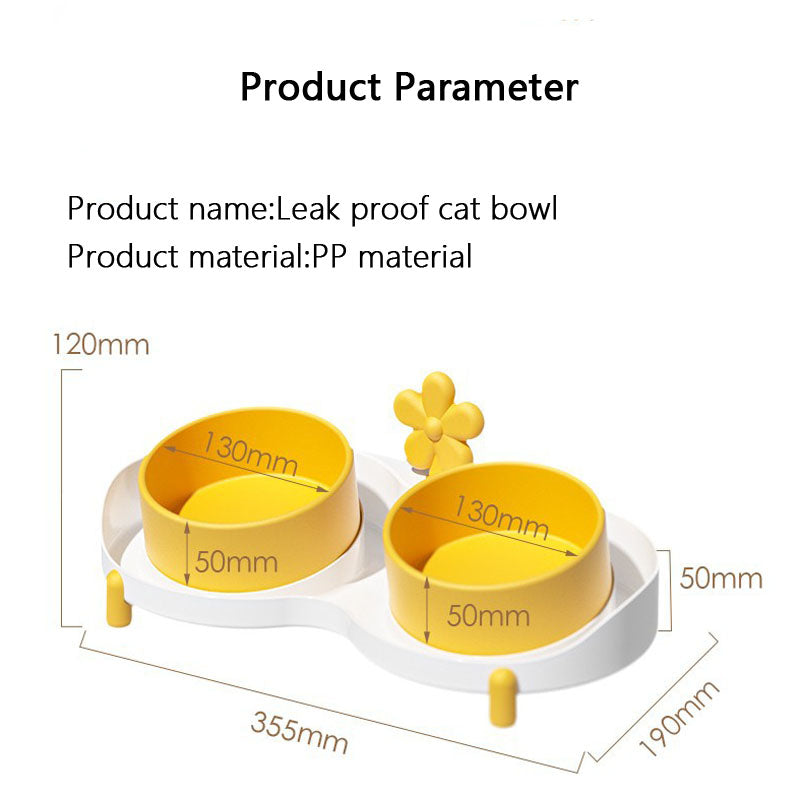 Ceramic Elevated Dog Bowl - Anti-Tip Double Bowl For Pets