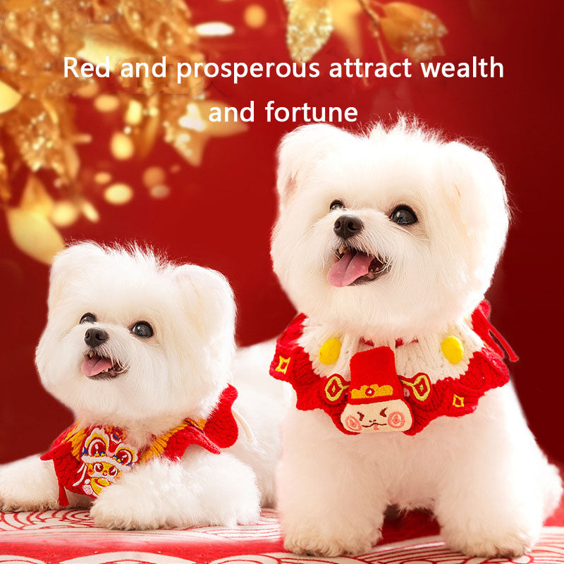 Festive Winter Cat Collar - Knit Christmas Bib For Cats canrusupet