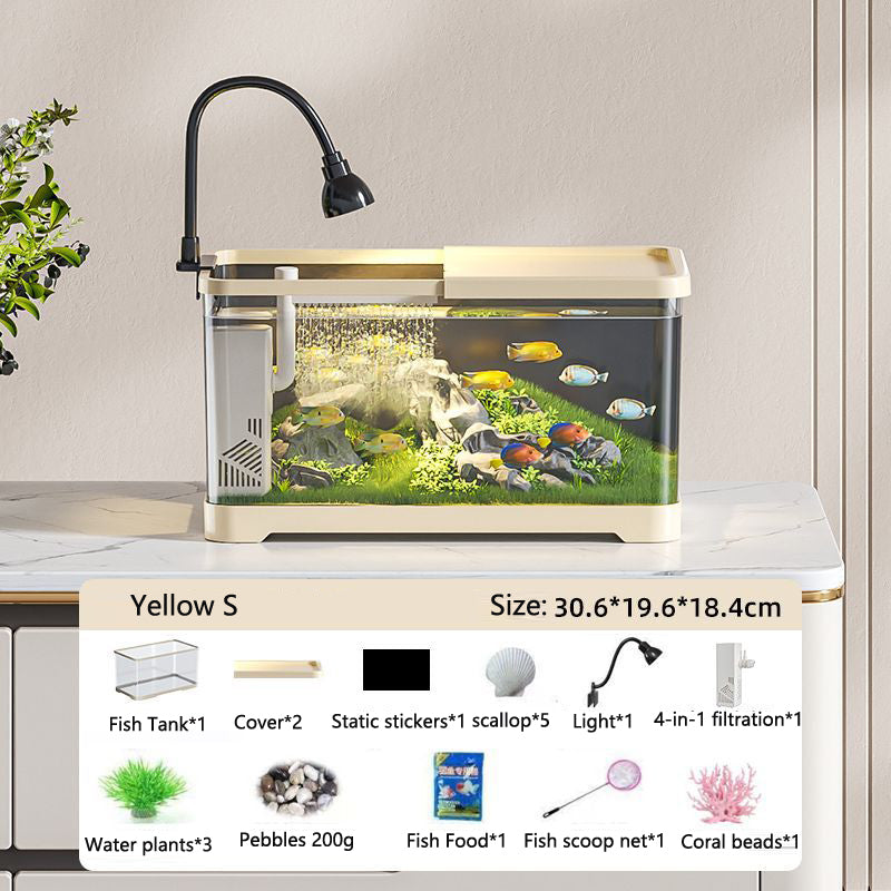 Fish Tank Aquarium Desktop Ecological Goldfish Tank Home Decoration - canrusupet