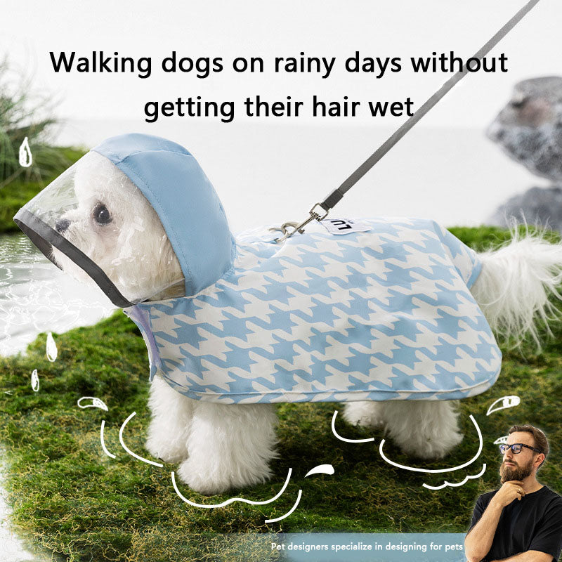 Waterproof Dog Raincoat - Houndstooth Cape For Small Dogs canrusupet