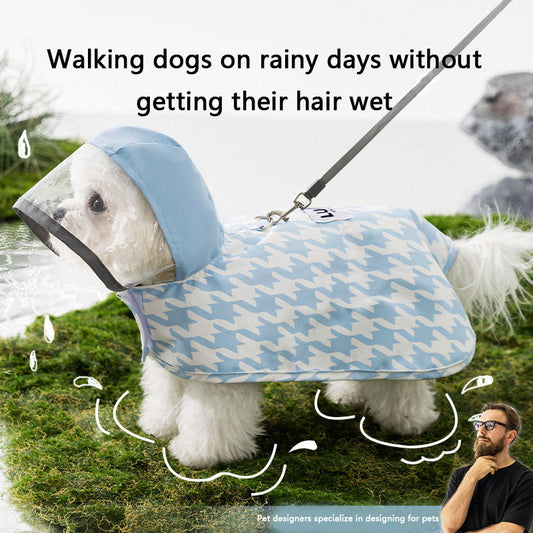 Waterproof Dog Raincoat - Houndstooth Cape For Small Dogs canrusupet