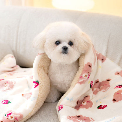 Cartoon Style Flannel Dog Blanket For Dogs Cats canrusupet