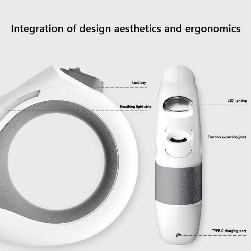 LED Retractable Dog Leash - Glowing Pet Lead For Night Walks canrusupet