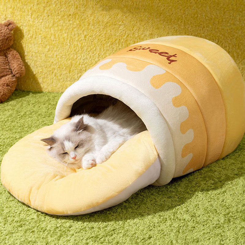 Sealed Can Style Semi-closed Cat Bed For Small Cats Dogs canrusupet