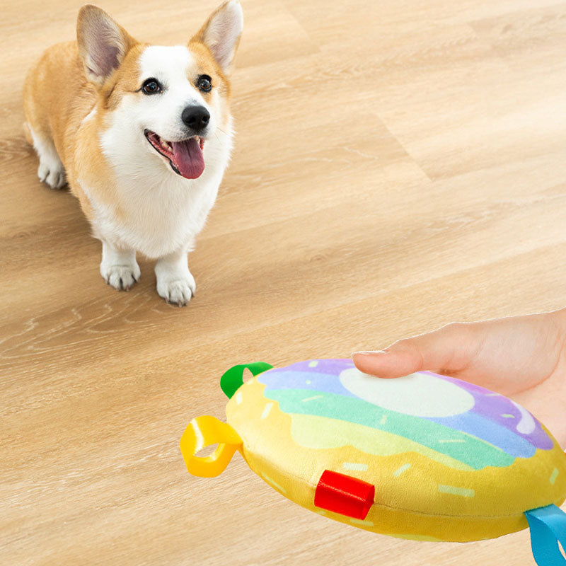 Squeaky Plush Flying Disc Dog Toys - Durable Puppy Chew Toy canrusupet