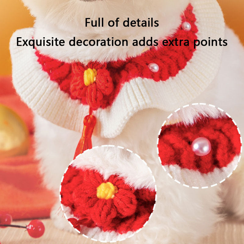 Adjustable Knitted Cat Collar - Christmas & New Year Festive canrusupet