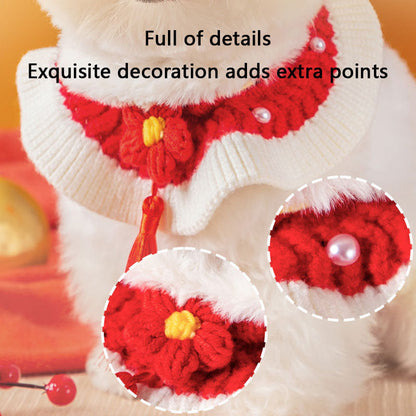 Adjustable Knitted Cat Collar - Christmas & New Year Festive canrusupet