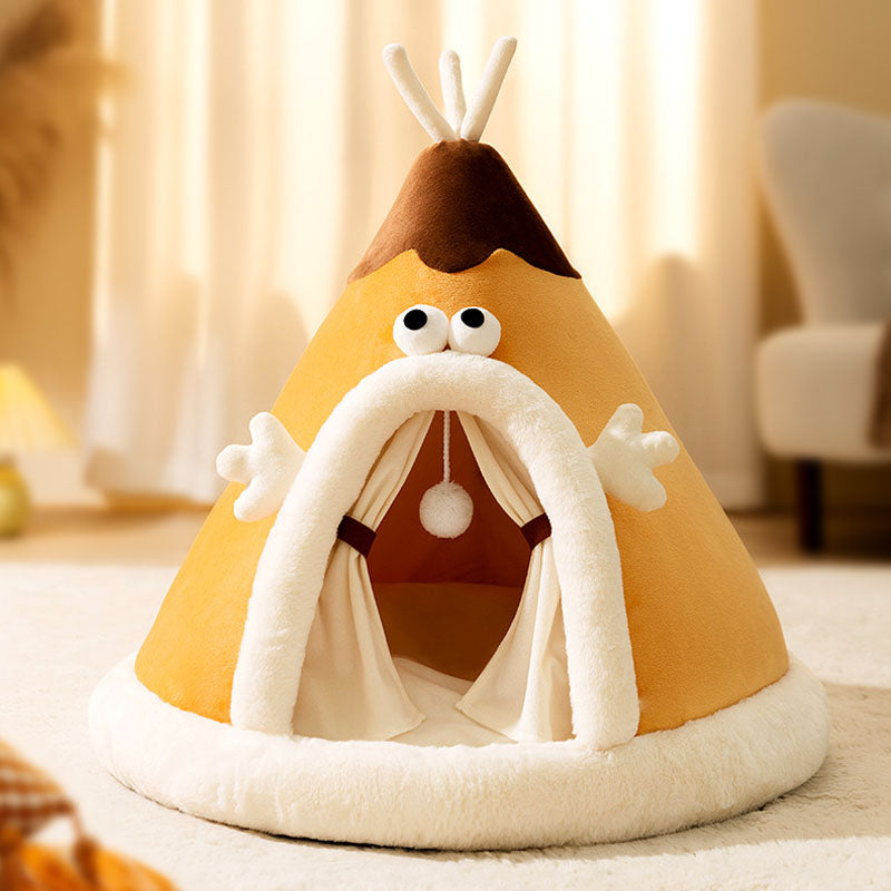 Triangle Shape Tent Style Cat House For Cats Small Dogs canrusupet