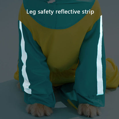 Waterproof Dog Raincoat For Large Dogs - Color-Block Design canrusupet