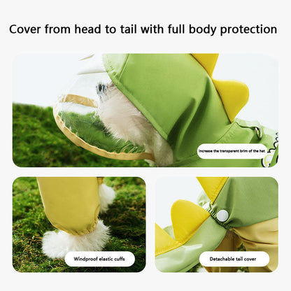 4-Leg Dog Raincoat Tail Protector - Dino Style Waterproof canrusupet