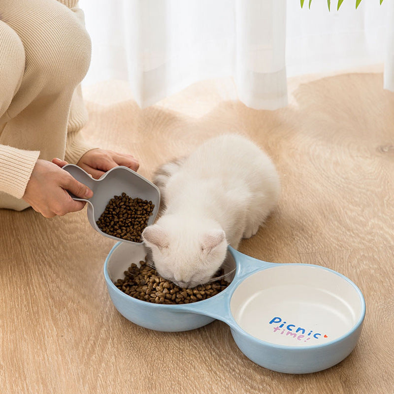 Ceramic Double Bowl Style Dog Bowl For Cats Dogs canrusupet