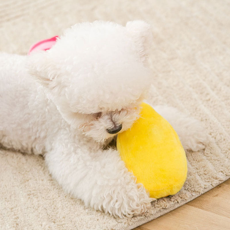 Striped Plush Squeaky Dog Toy Slippers - Durable Chew Toys canrusupet