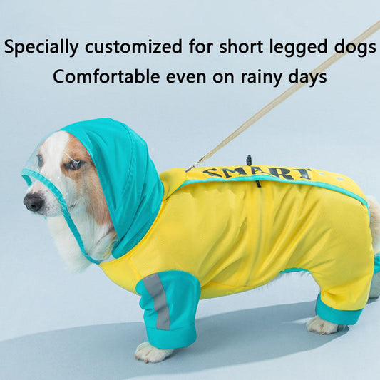Waterproof Dog Raincoat For Corgi | Color-Block Design canrusupet