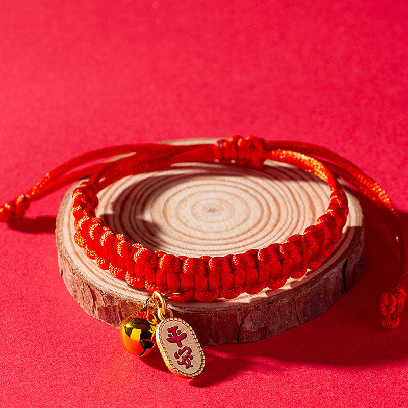 Cat Collar Red Rope With Lucky Bell & Lock - Good Fortune canrusupet
