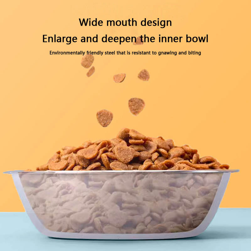 Cartoon Double Bowl Style Stainless Steel Dog Bowl For Pet canrusupet