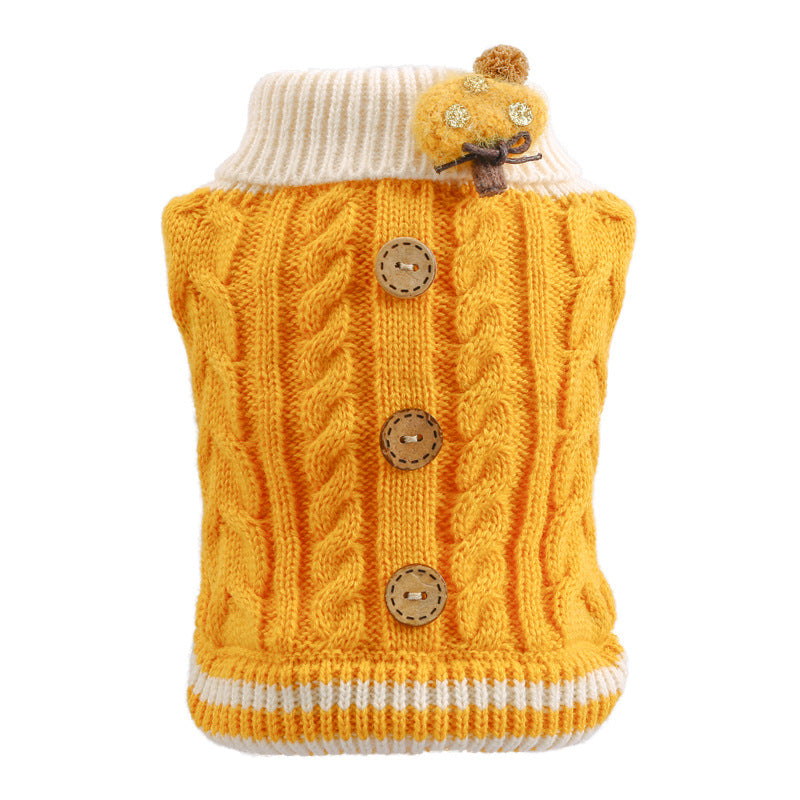 Dog Or Cat Clothes Sweater With Twist Buttons - canrusupet