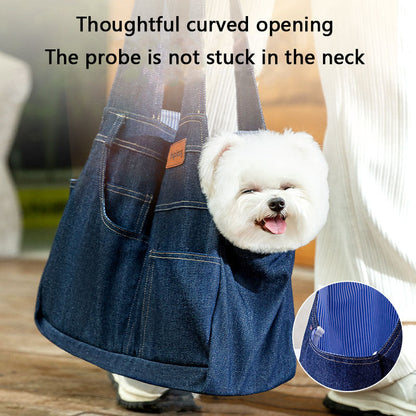 Pet Carrier Bag For Dogs: Spacious Denim Crossbody Backpack canrusupet