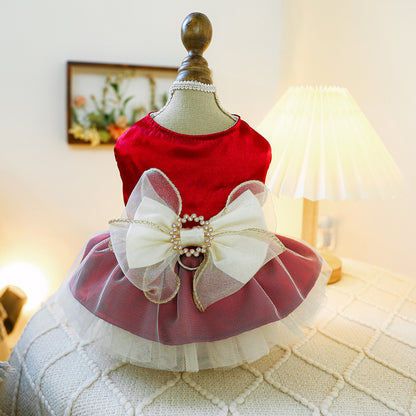 Dog Or Cat Clothes Lady Bow Princess Dress - canrusupet