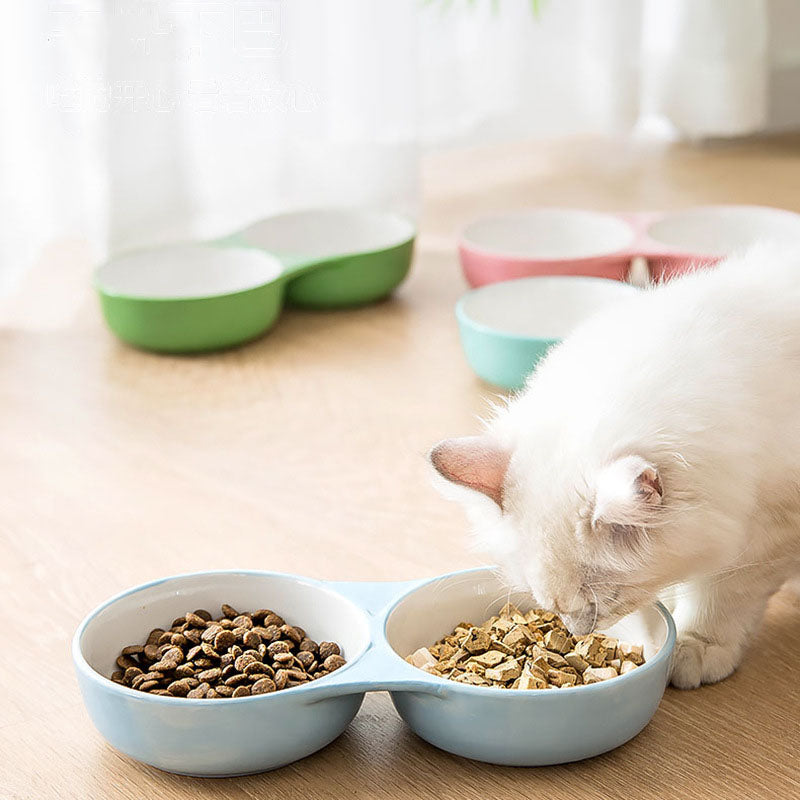 Ceramic Double Bowl Style Dog Bowl For Cats Dogs canrusupet