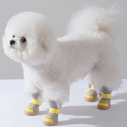 Cow Tendon Sole Mesh Breathable Dog Shoes For Small Dogs canrusupet