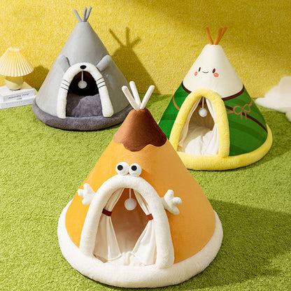 Triangle Shape Tent Style Cat House For Cats Small Dogs canrusupet