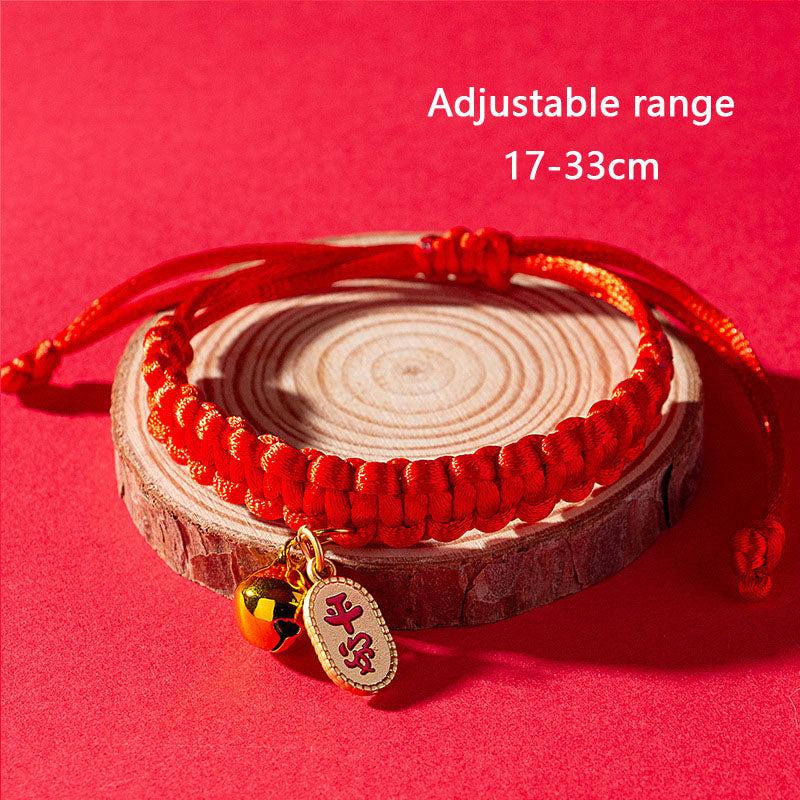 Cat Collar Red Rope With Lucky Bell & Lock - Good Fortune canrusupet
