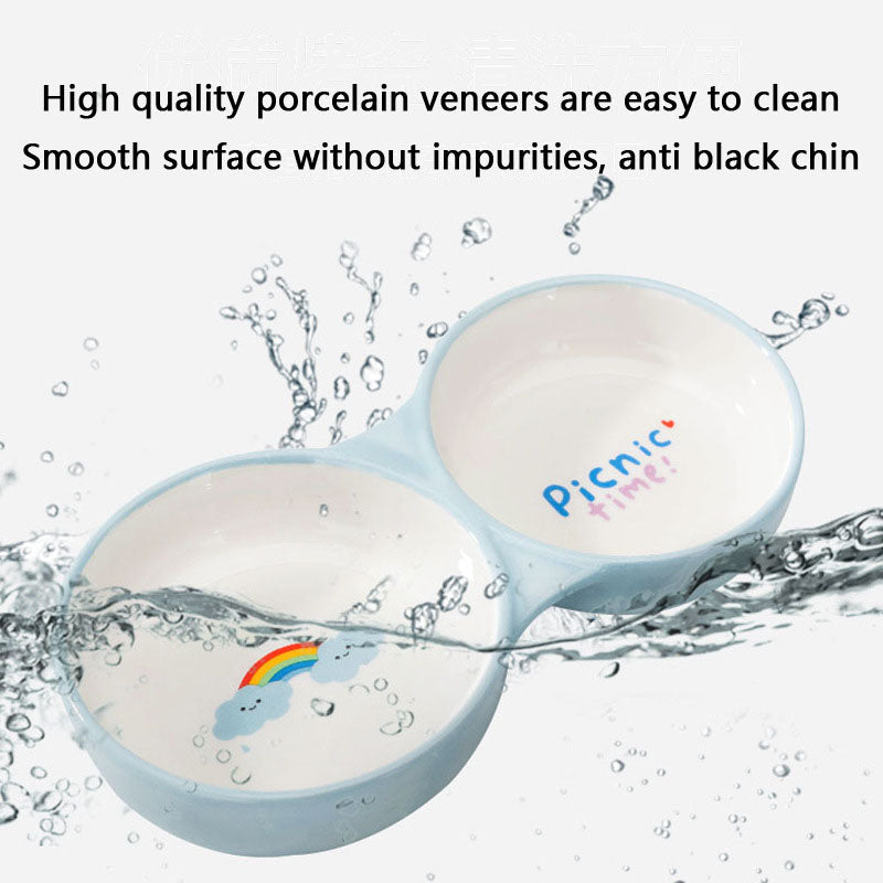 Ceramic Double Bowl Style Dog Bowl For Cats Dogs canrusupet