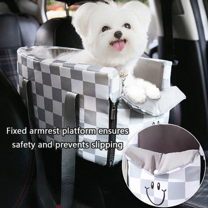 Dog Car Seat Plaid Travel Bed, Portable Pet Carrier For Cars canrusupet