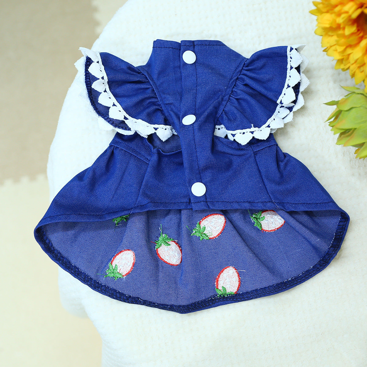 Dog Or Cat Clothes Strawberry Denim Dress - canrusupet