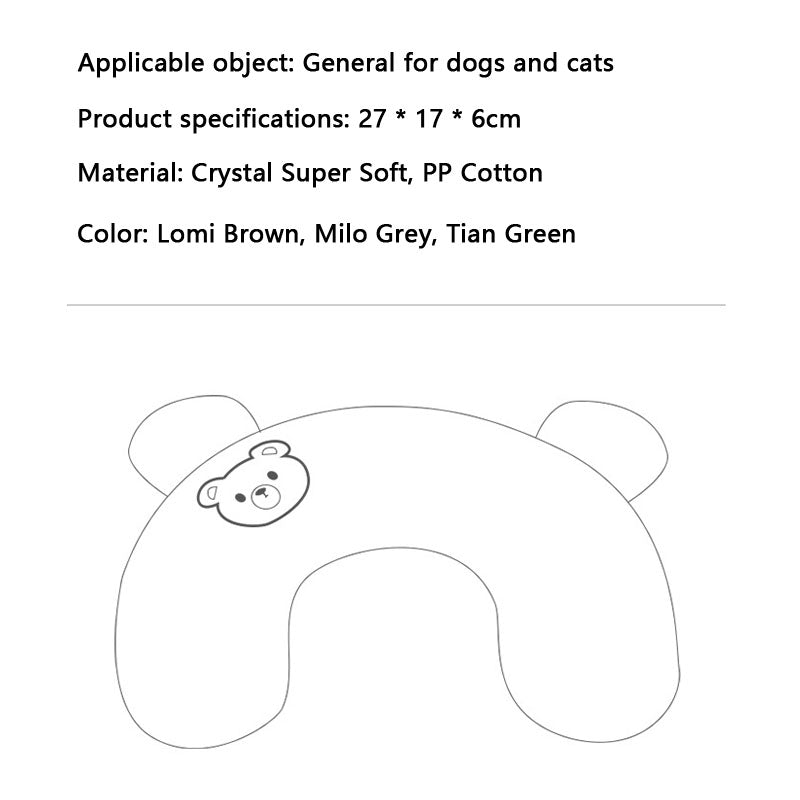 Breathable Embroidered Cartoon U-shaped Dog Pillow For Pet canrusupet