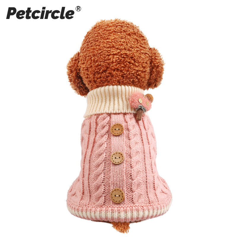 Dog Or Cat Clothes Sweater With Twist Buttons - canrusupet