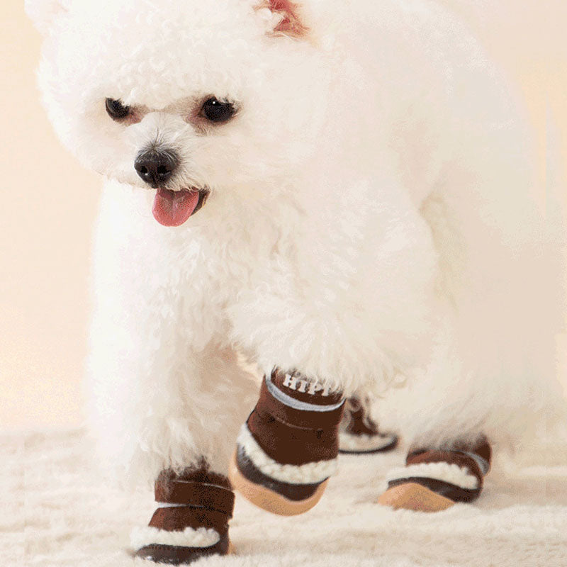 Dog Boots Winter - Sherpa Non-Slip Shoes For Small Dogs canrusupet