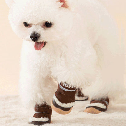 Dog Boots Winter - Sherpa Non-Slip Shoes For Small Dogs canrusupet