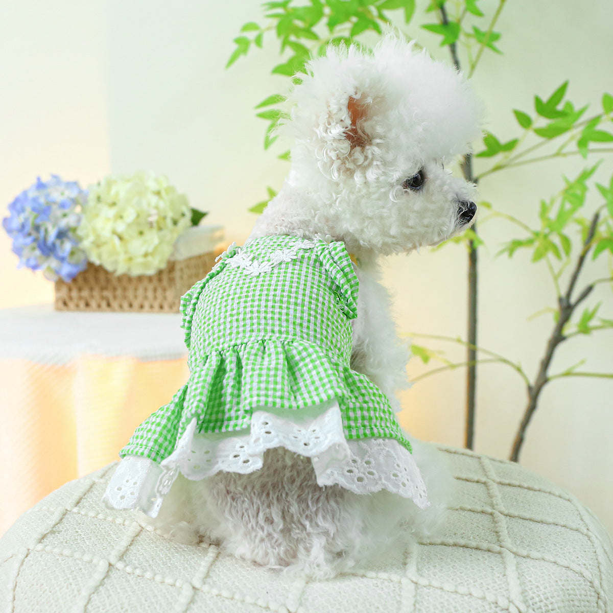 Dog Or Cat Clothes Blue Plaid Sundress. - canrusupet