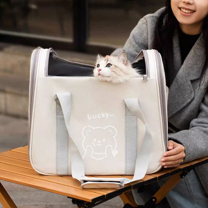 Large 4-Season Pet Carrier Bag For Dogs - Mesh Window Tote canrusupet