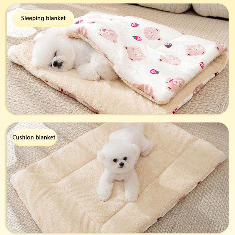 Cartoon Style Flannel Dog Blanket For Dogs Cats canrusupet