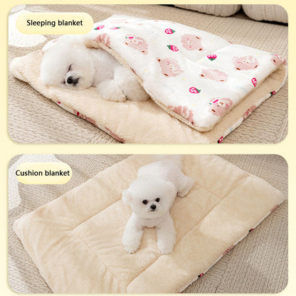 Cartoon Style Flannel Dog Blanket For Dogs Cats canrusupet