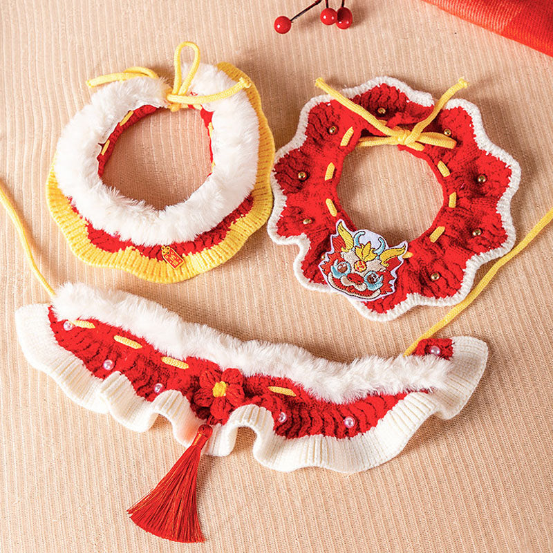 Adjustable Knitted Cat Collar - Christmas & New Year Festive canrusupet