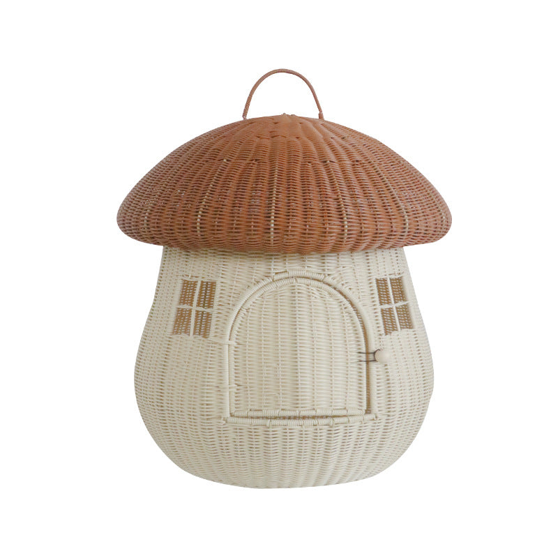 Multi-purpose Pet Nest Rattan Nest Mushroom House Cat Cage - canrusupet